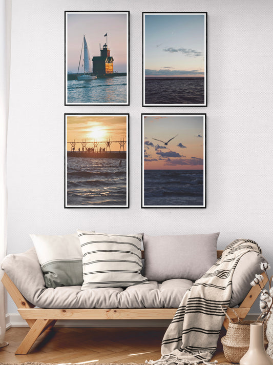 Lake Michigan Sunset Set Of 4 Prints