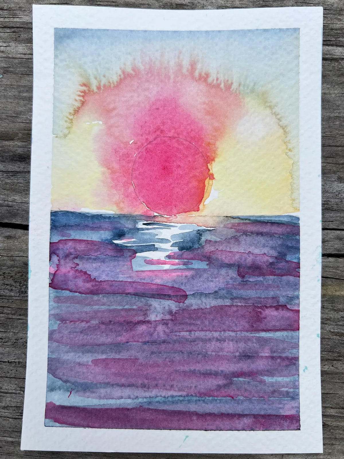 Fire Sun 4x6 Original Watercolor