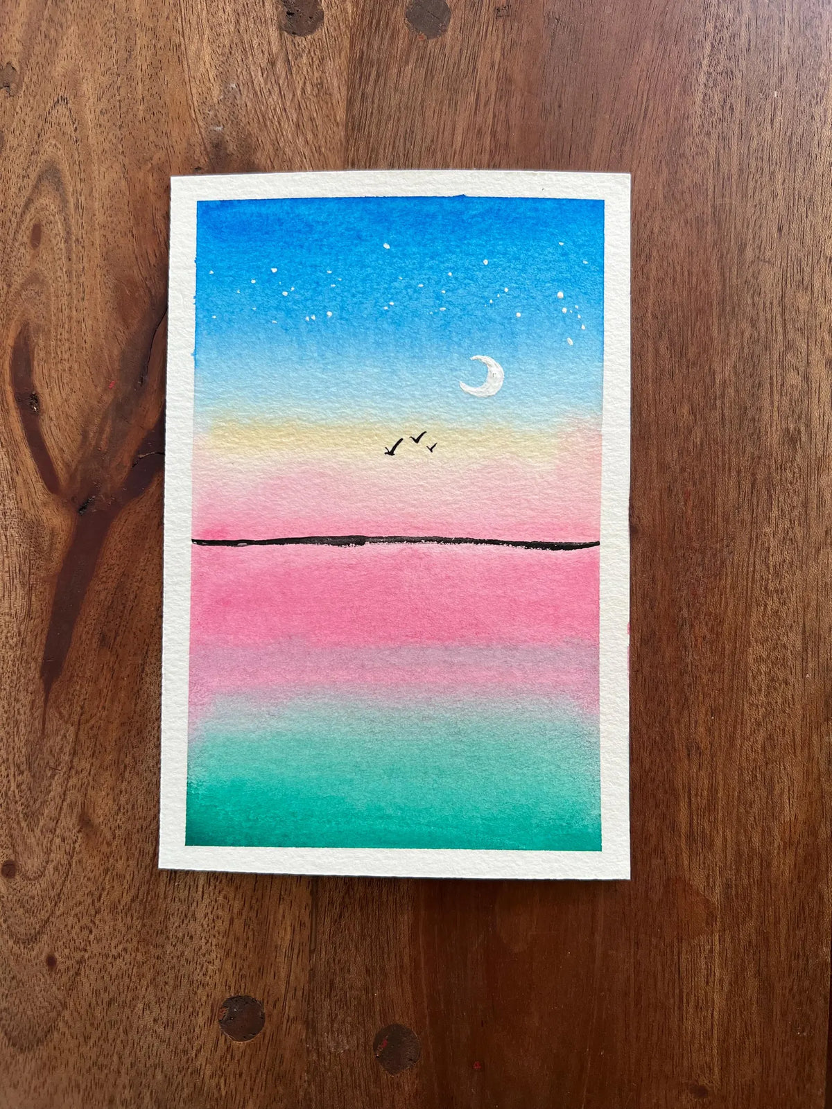 Fly Under Luna No. 2 4x6 Original Watercolor