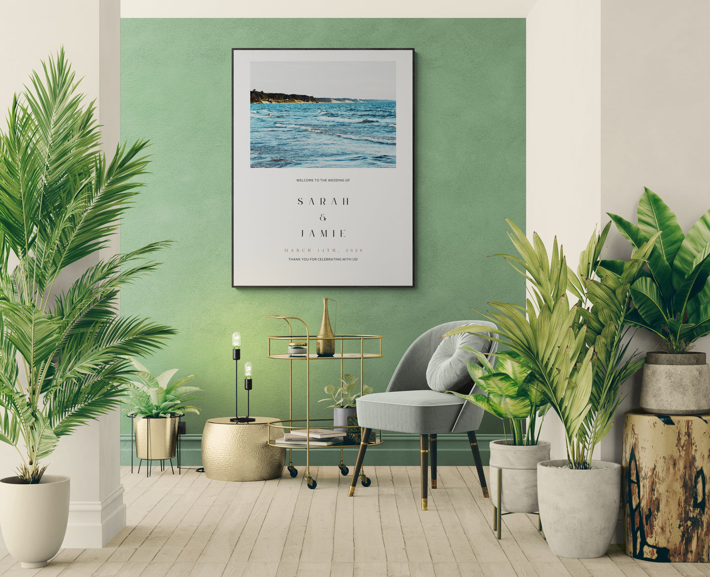 Lake Michigan Shores Wedding Sign Editable Digital Download