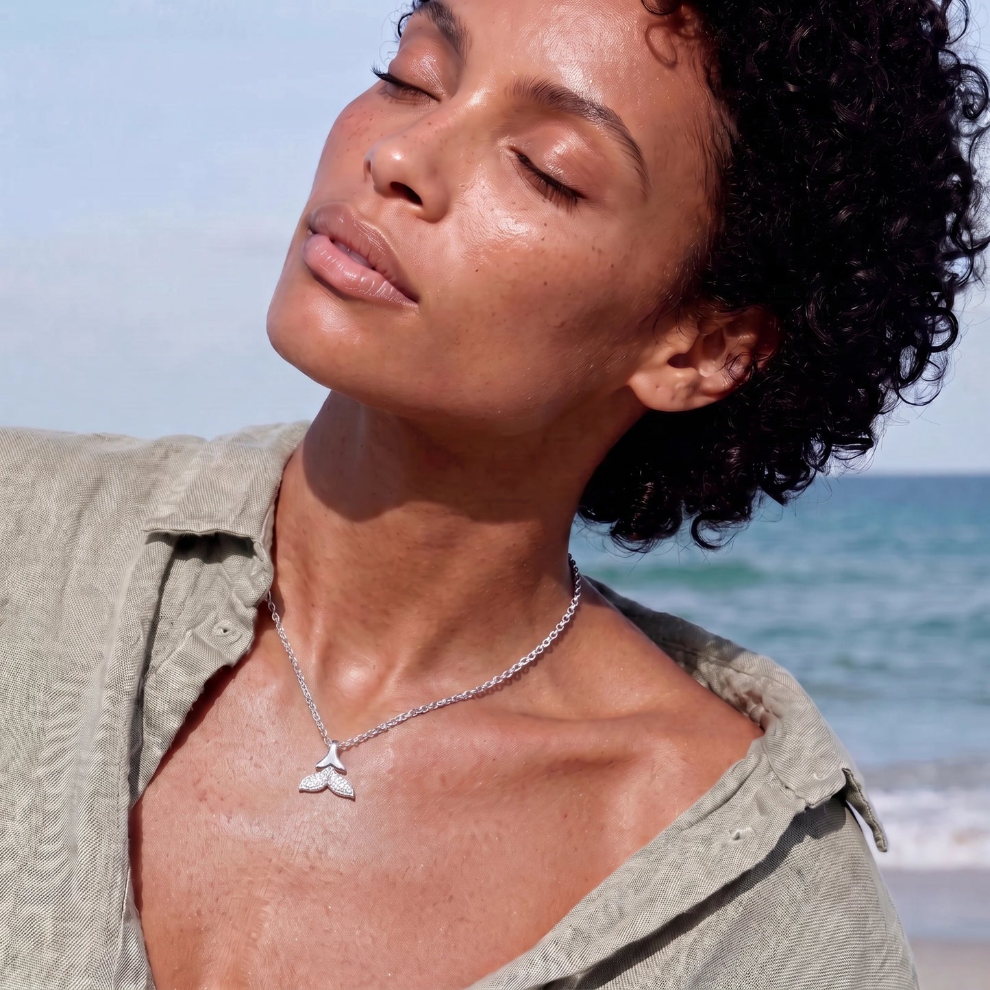 Whale Tail Crystal Necklace
