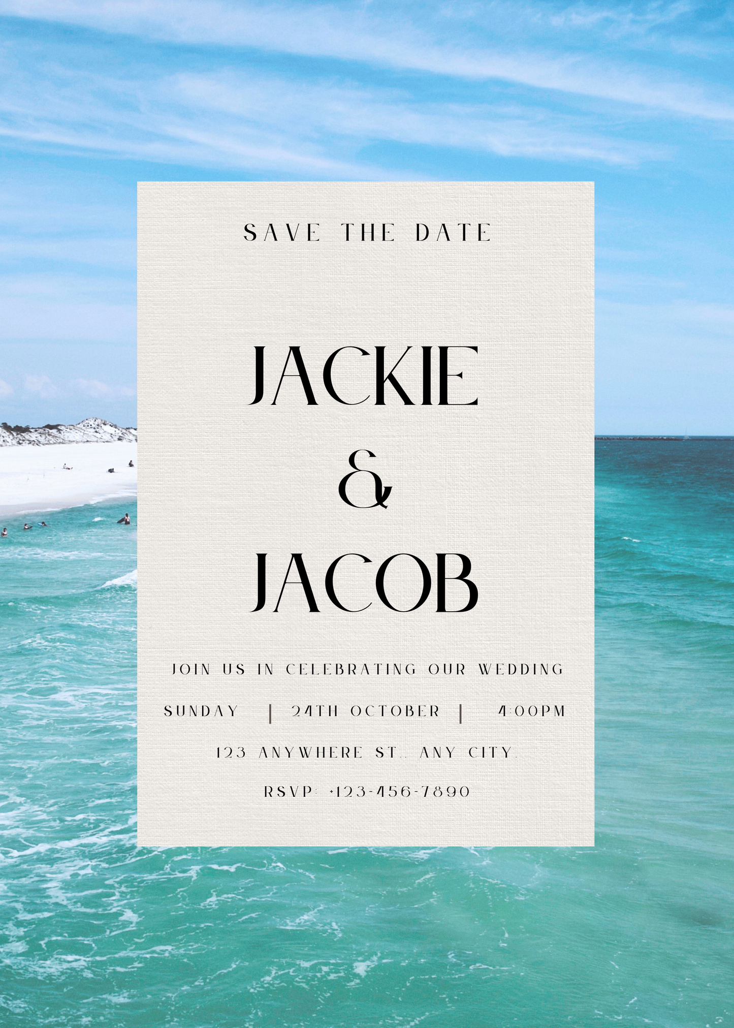 Mackinac Island Light Wedding Invitation Editable Digital Download