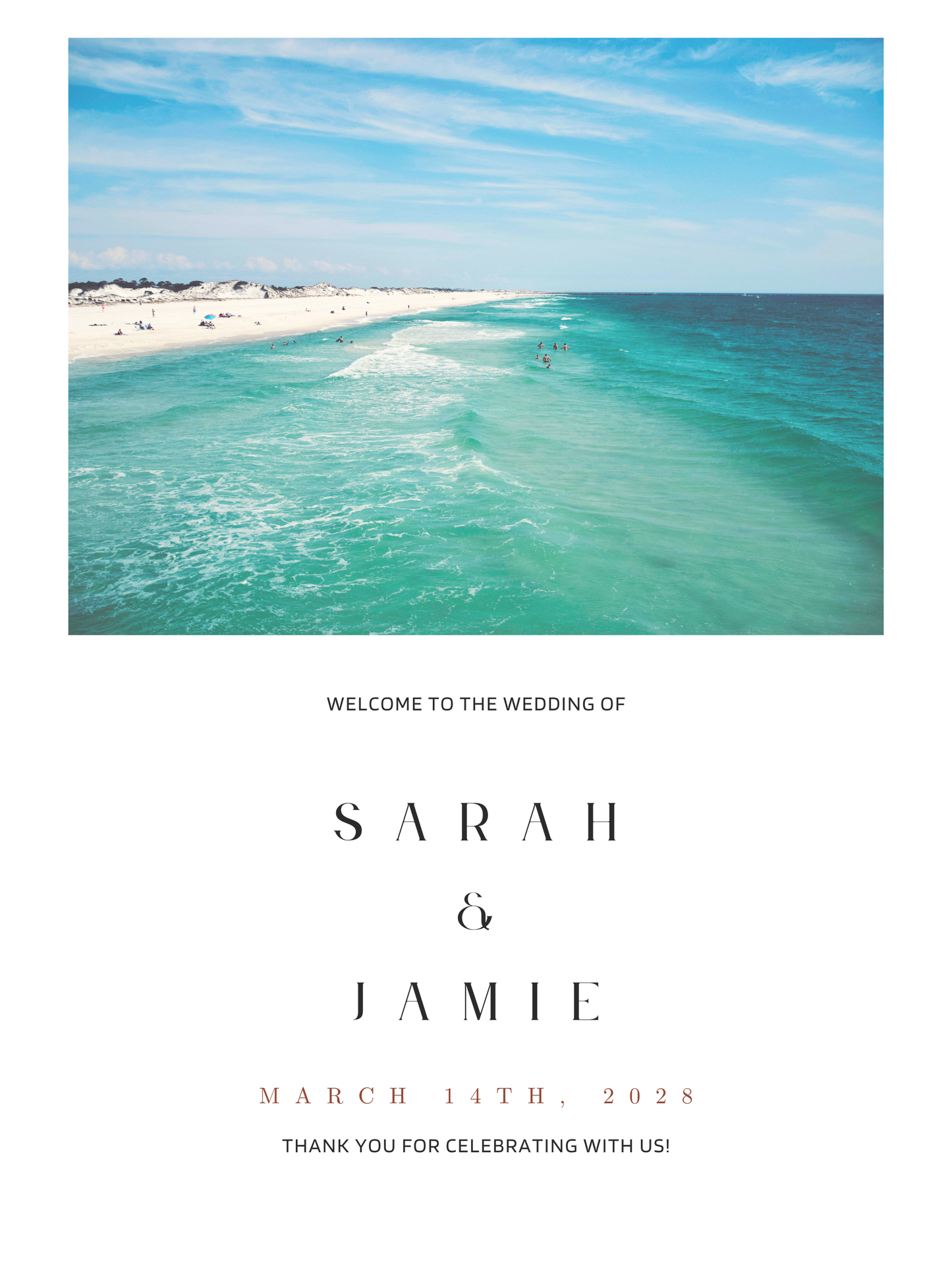 Florida's Emerald Coast Wedding Sign Editable Digital Download