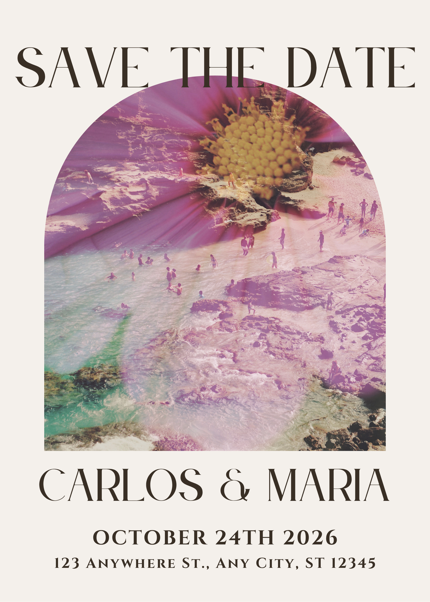 Hawaii Ocean Wedding Invitation Editable Digital Download