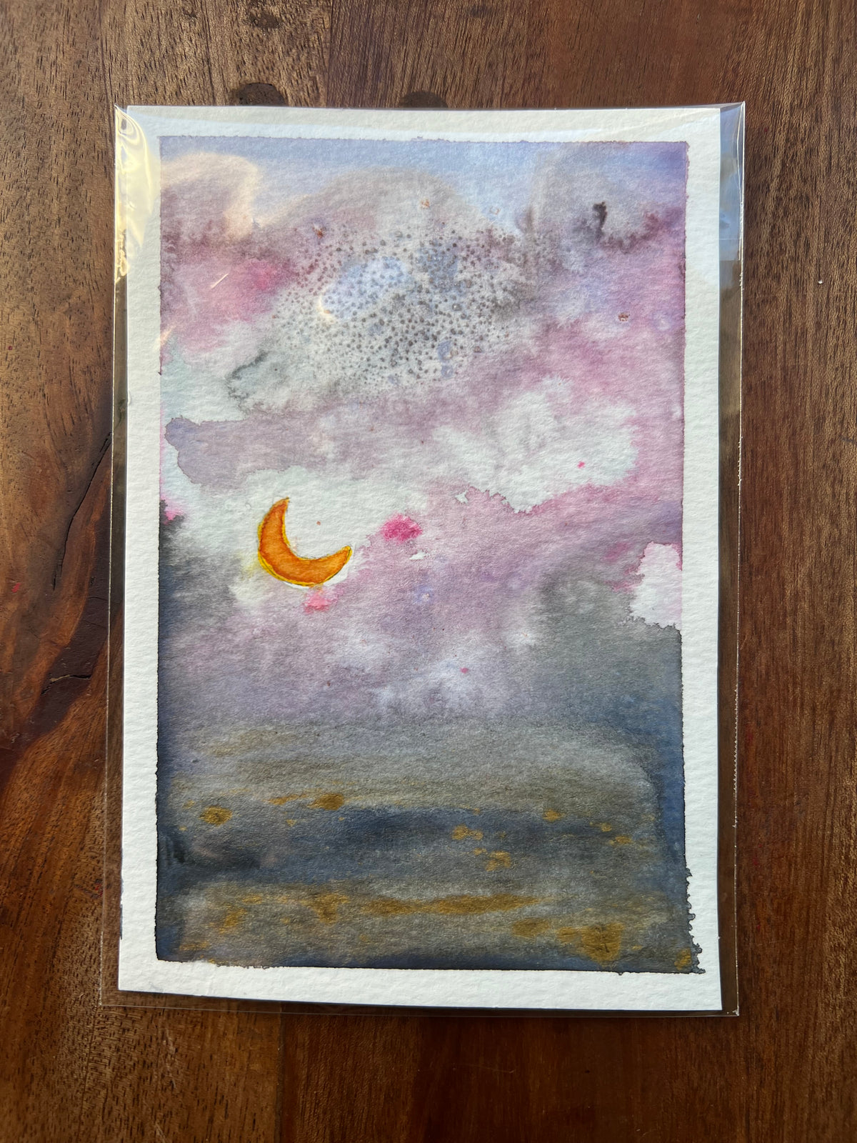 Original Watercolor Fire Sky Set of 2 4x6 Original Watercolor