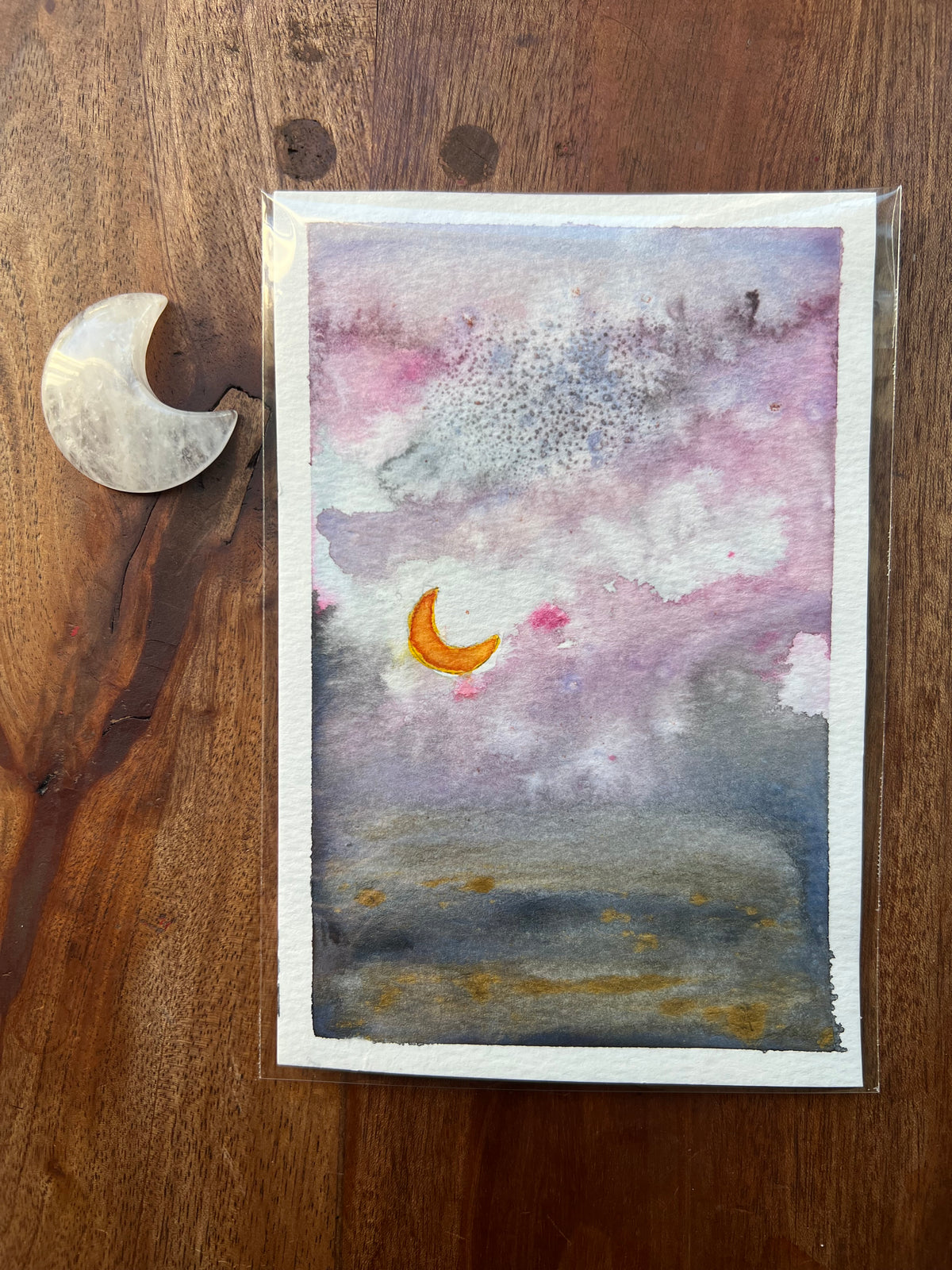 Original Watercolor Fire Sky Set of 2 4x6 Original Watercolor