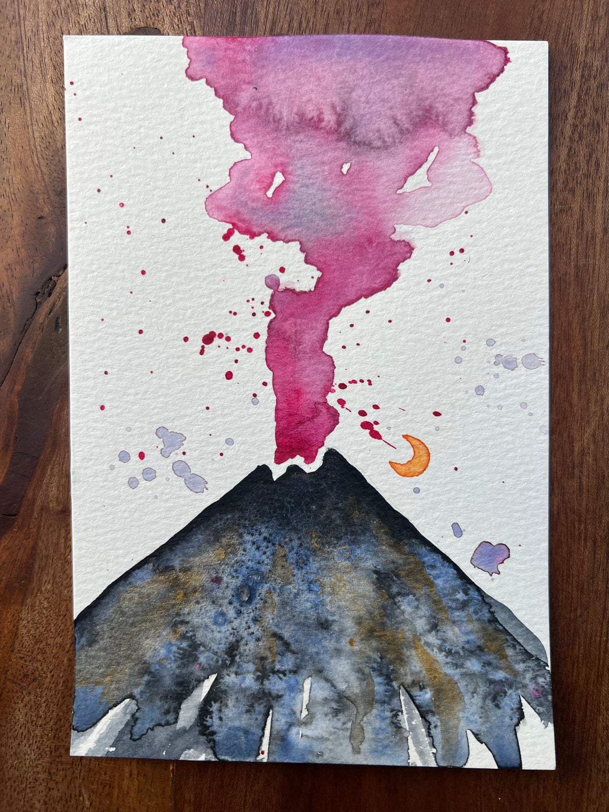 Original Watercolor Fire Sky Set of 2 4x6 Original Watercolor