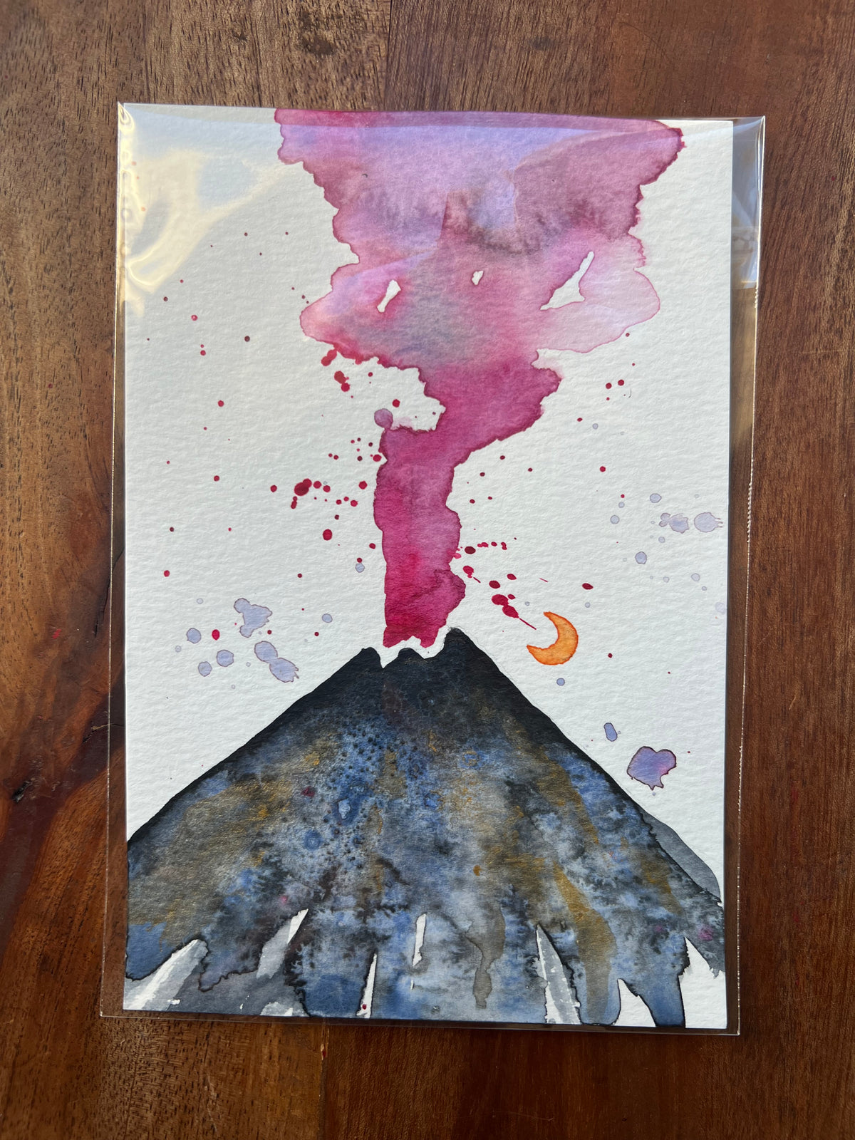 Original Watercolor Fire Sky Set of 2 4x6 Original Watercolor