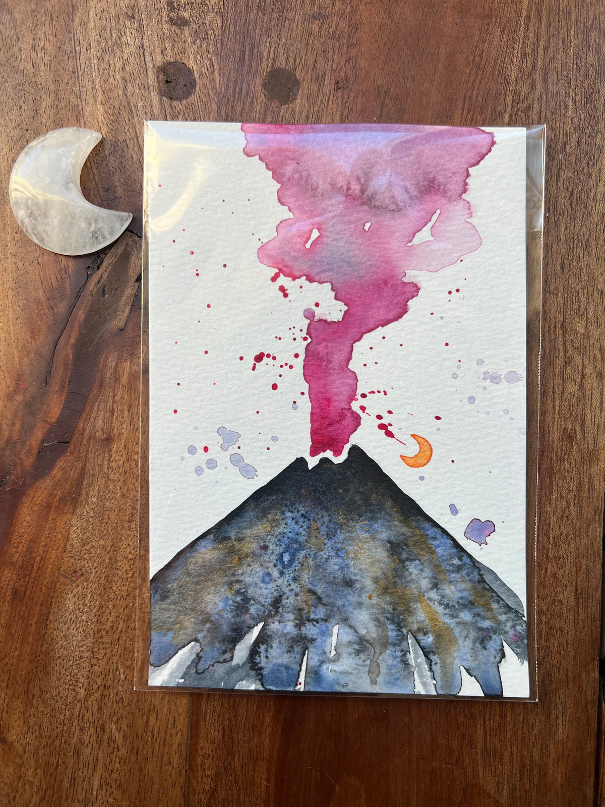 Original Watercolor Fire Sky Set of 2 4x6 Original Watercolor