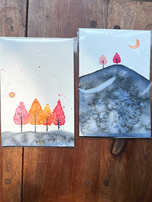 October Night Original Watercolor