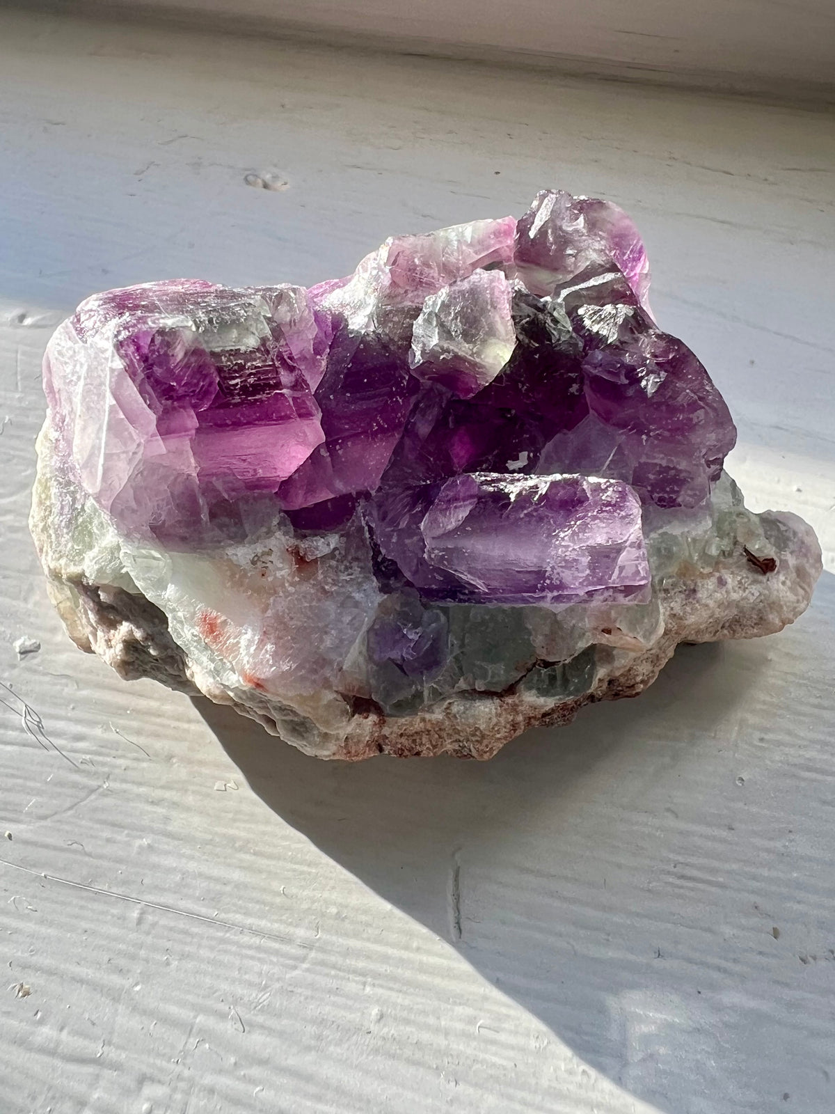 Purple + Green Fluorite Crystal Cluster