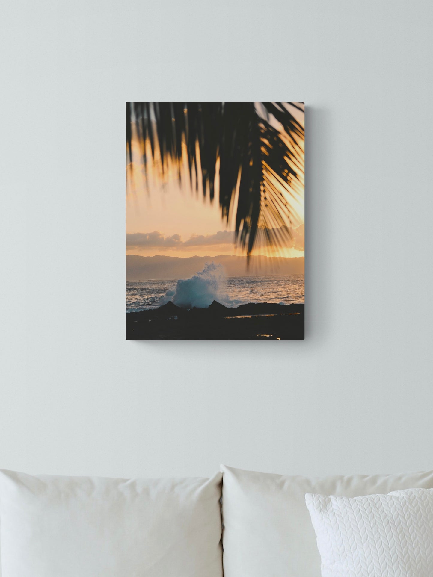 Vintage Oahu Orange Sunset Canvas Print