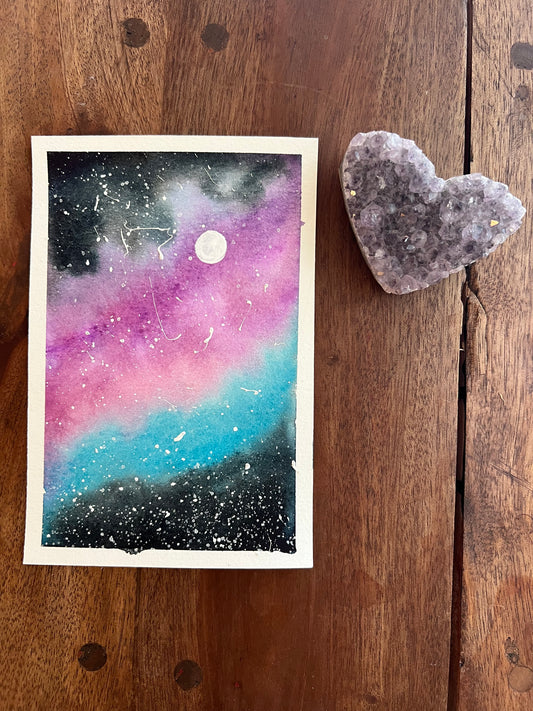 Midnight Galaxy No. 2 4x6 Original Watercolor