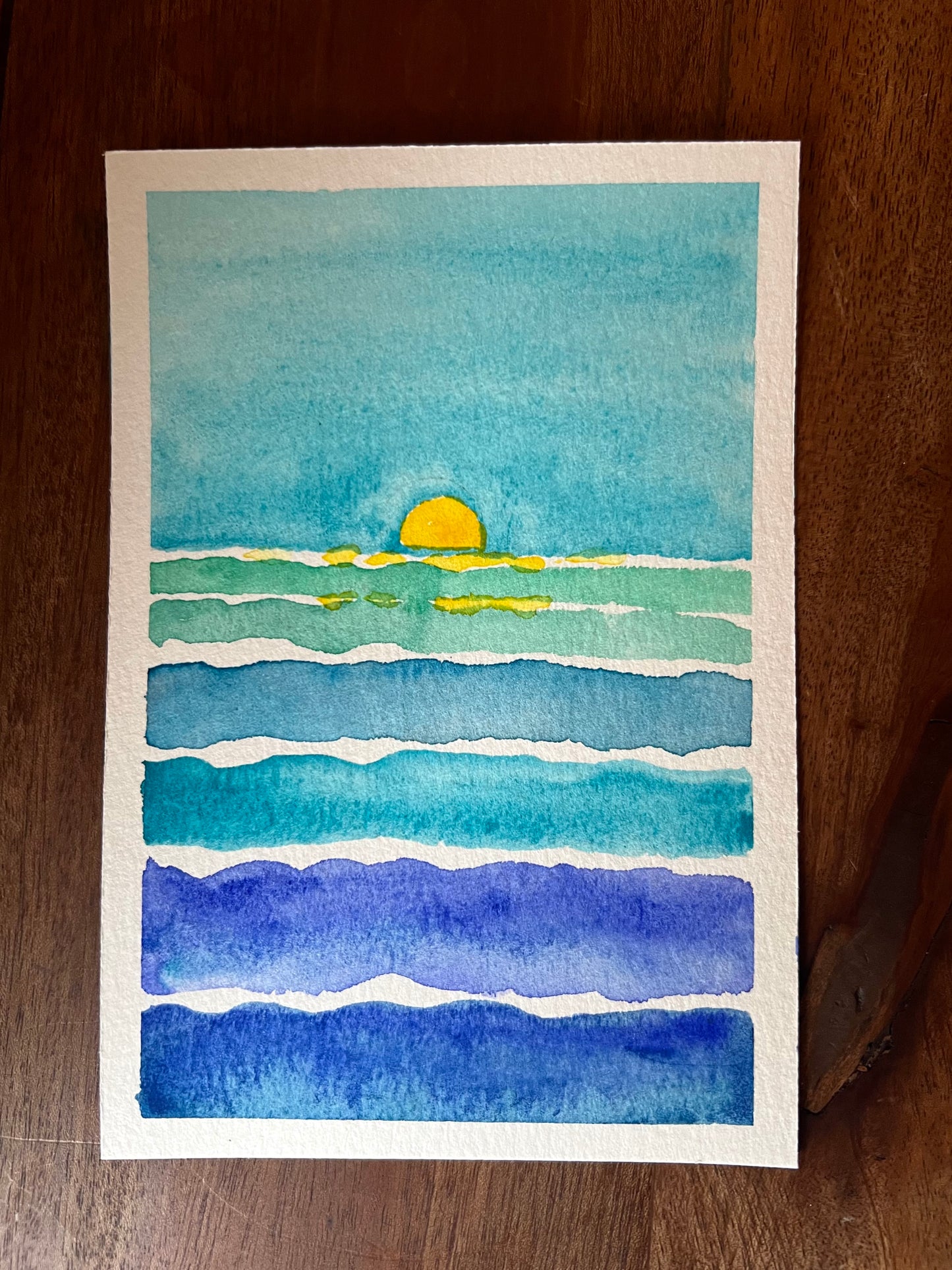 Ocean Sun No. 2 4x6 Original Watercolor
