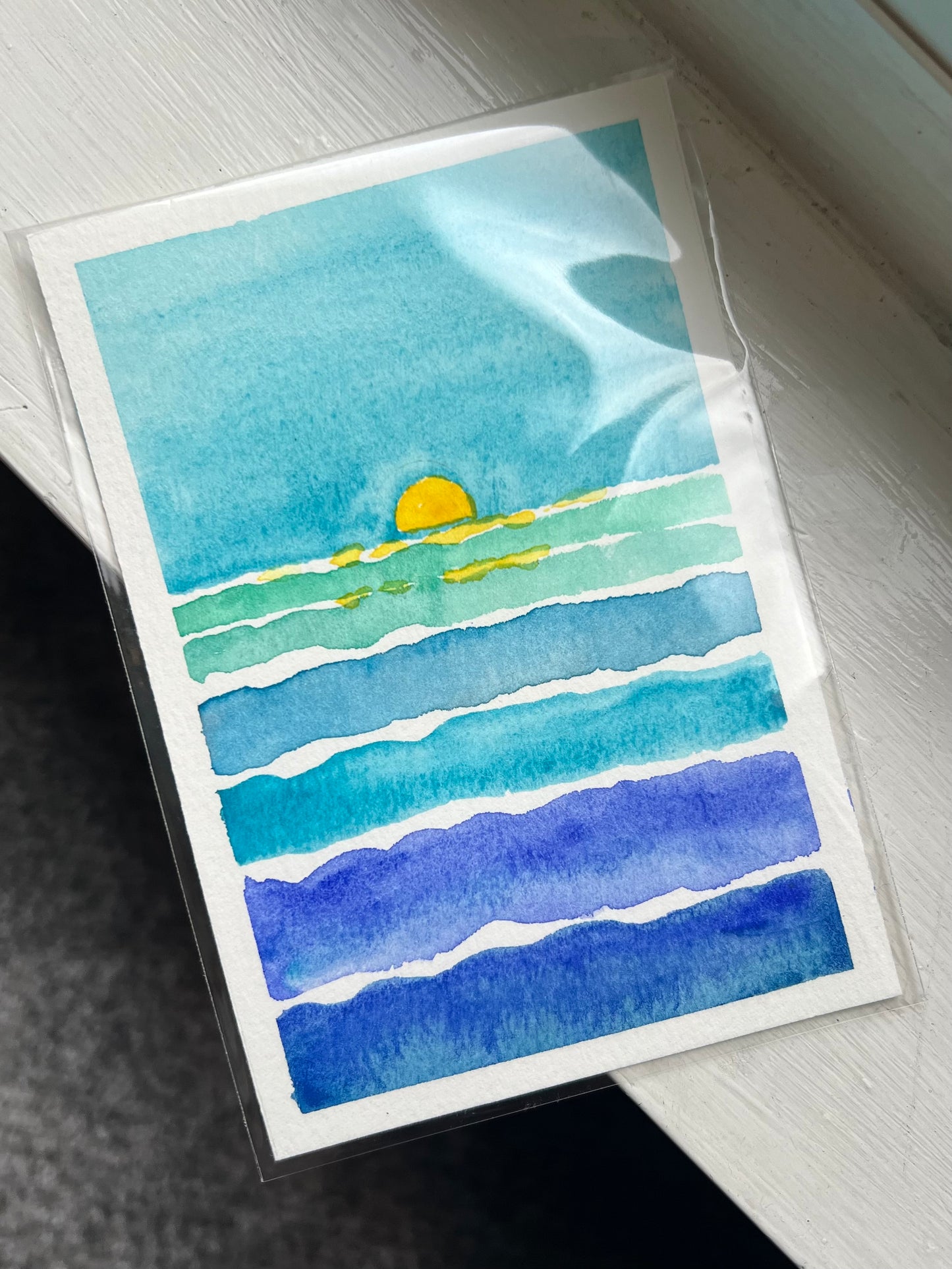 Ocean Sun No. 2 4x6 Original Watercolor