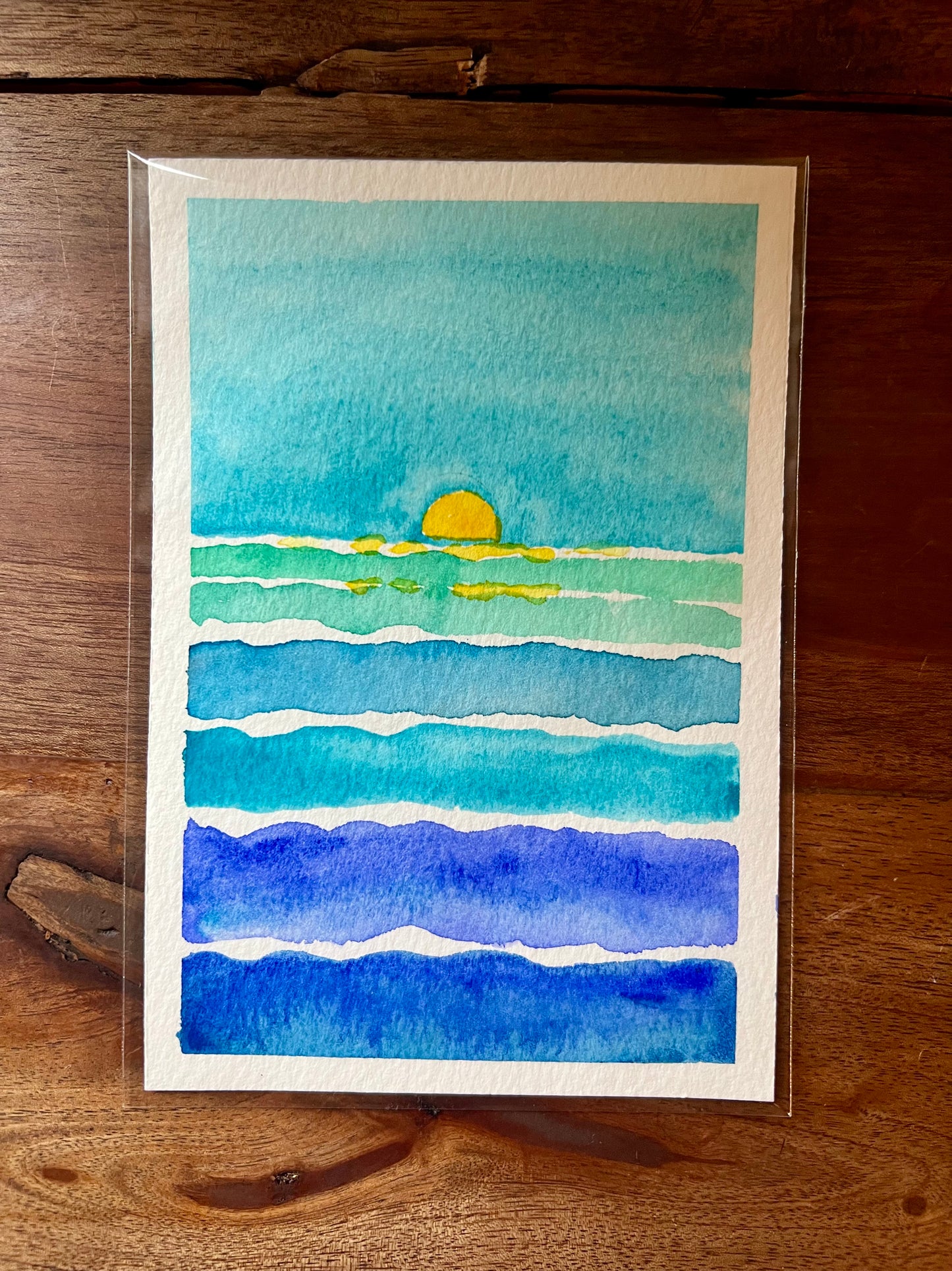 Ocean Sun No. 2 4x6 Original Watercolor