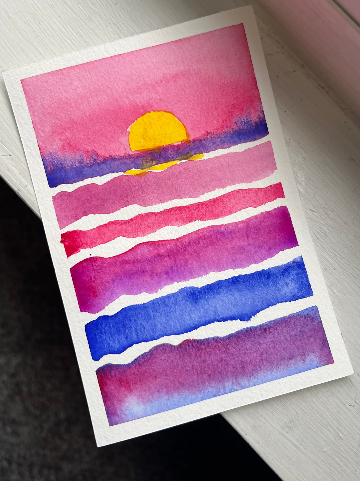 Ocean Sun No. 1 4x6 Original Watercolor