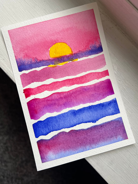 Ocean Sun No. 1 4x6 Original Watercolor