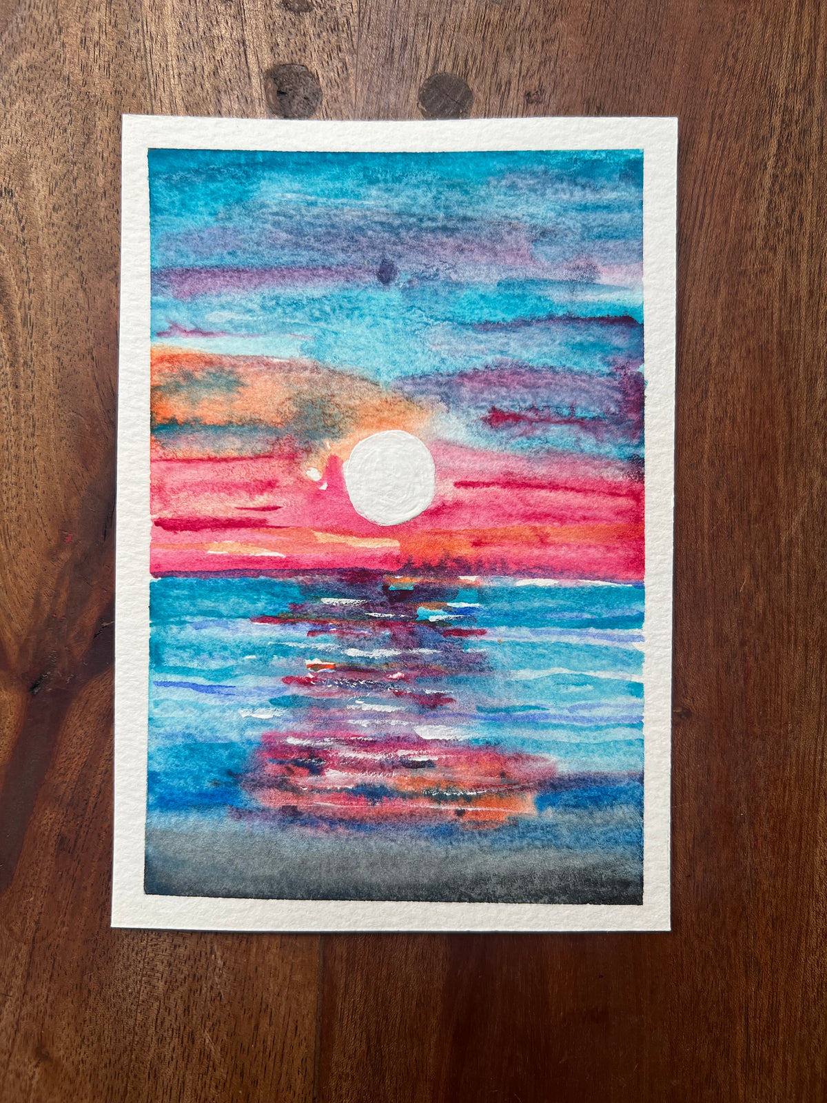 Moon Water 4x6 Original Watercolor