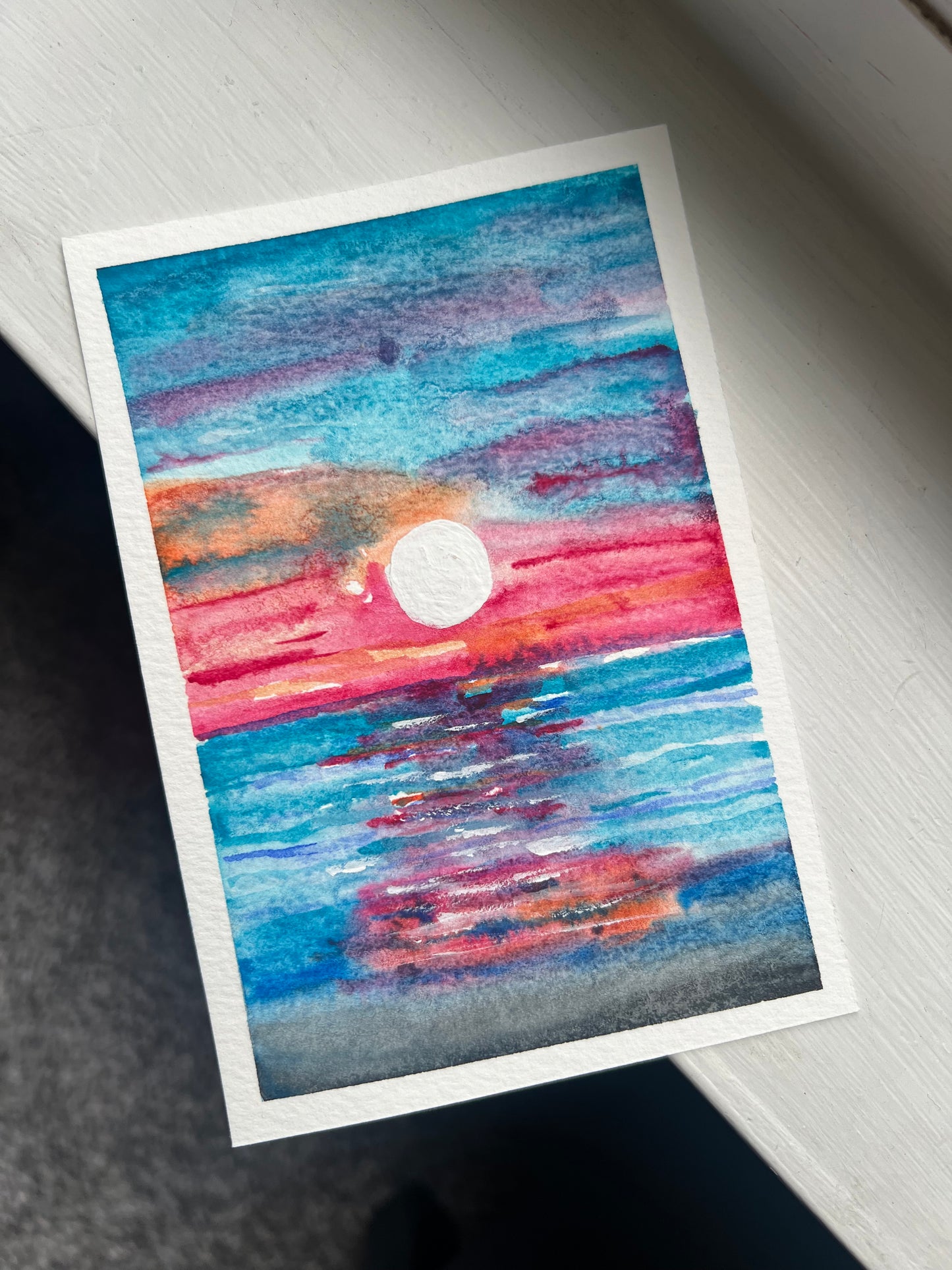Moon Water 4x6 Original Watercolor