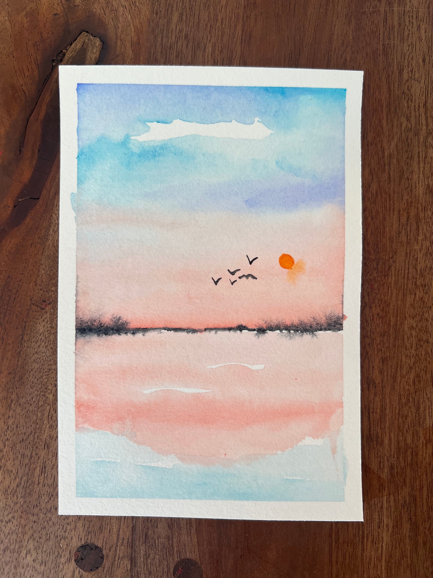 September Dusk No. 1 4x6 Original Watercolor