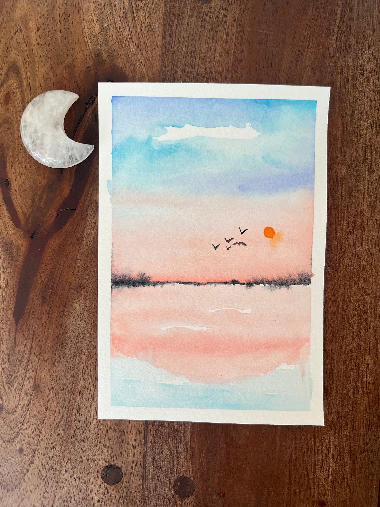 September Dusk No. 1 4x6 Original Watercolor