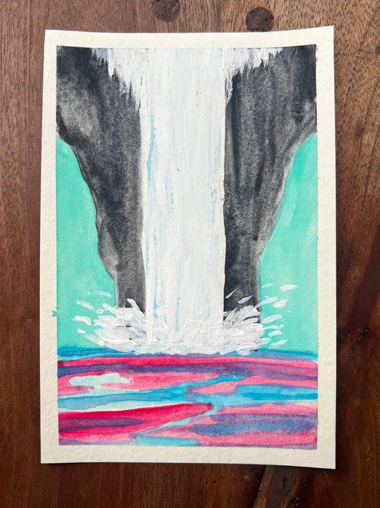 Waterfall Dreams 4x6 Original Watercolor