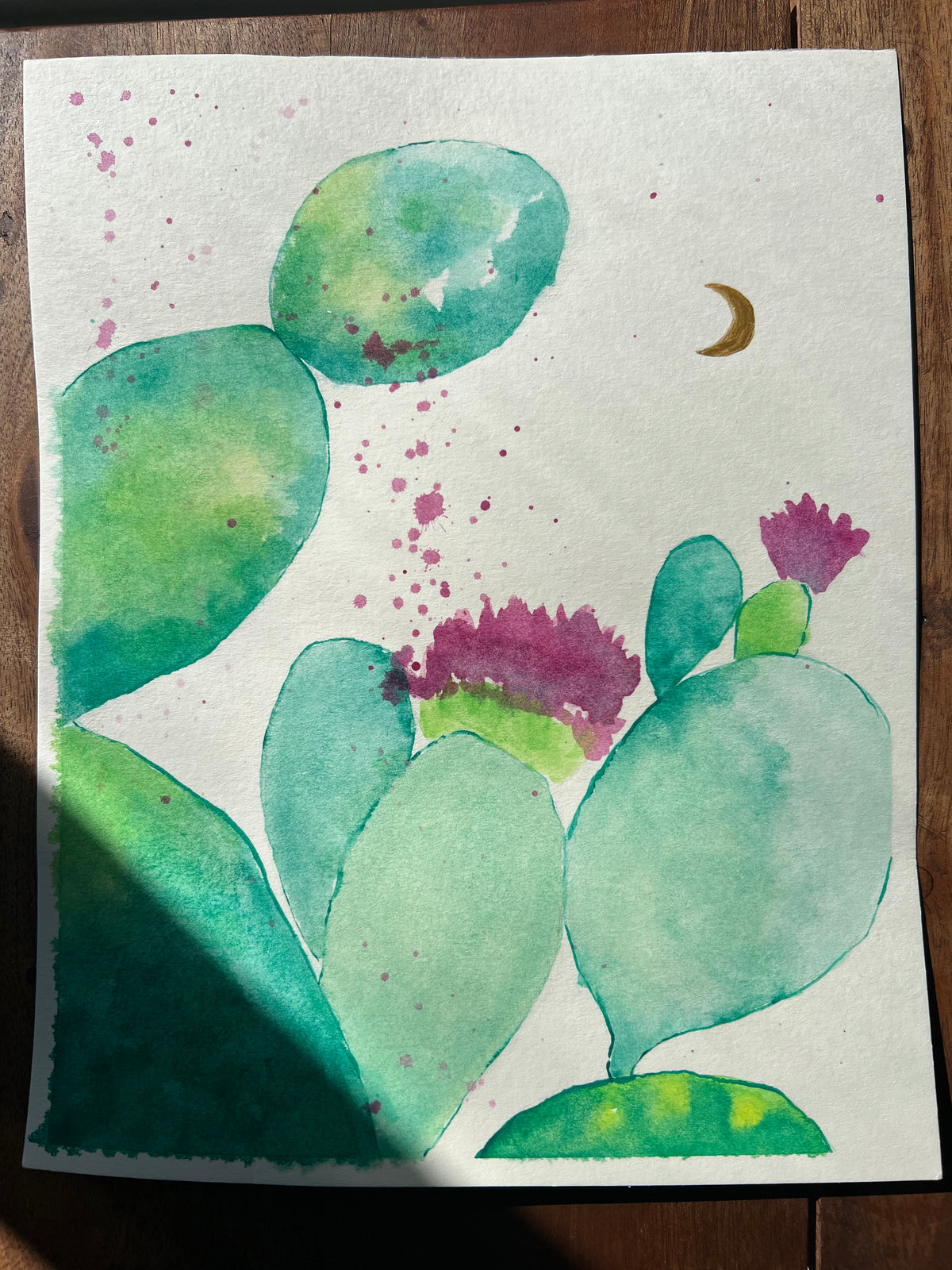 Cactus Luna 8x10 Original Watercolor
