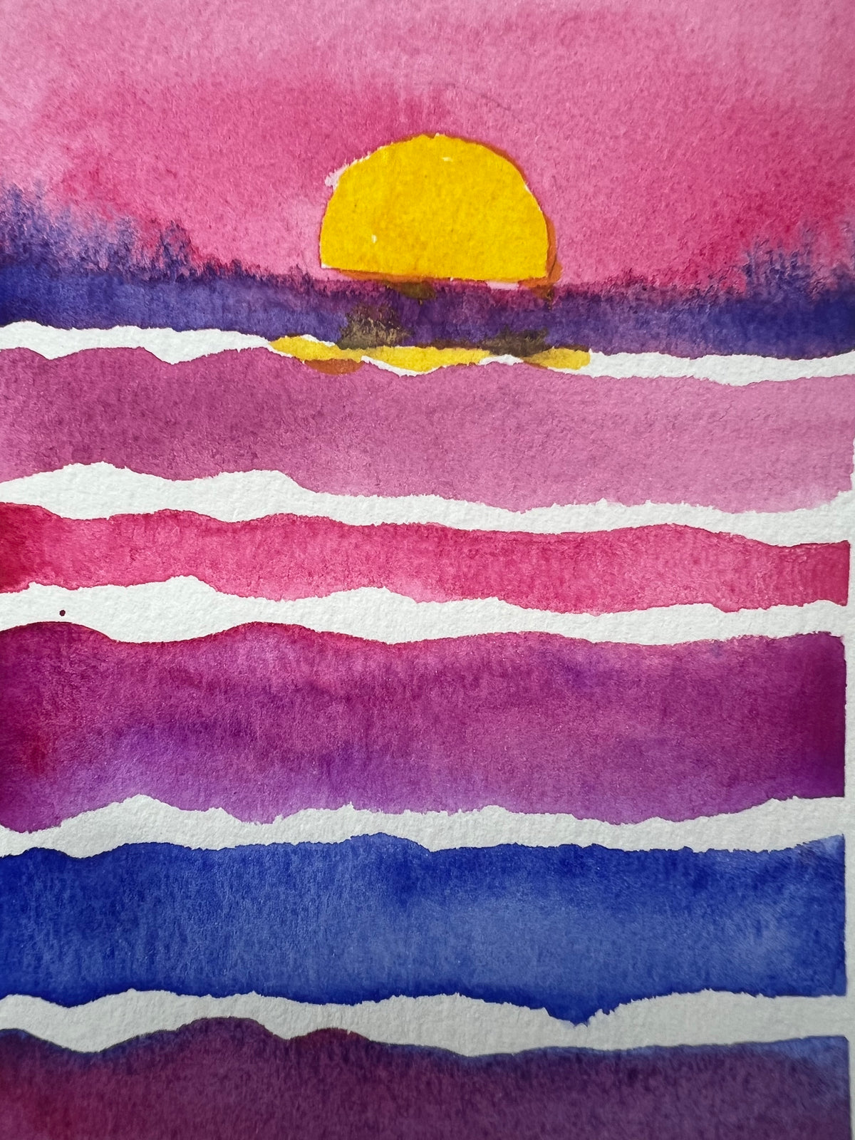 Ocean Sun No. 1 4x6 Original Watercolor