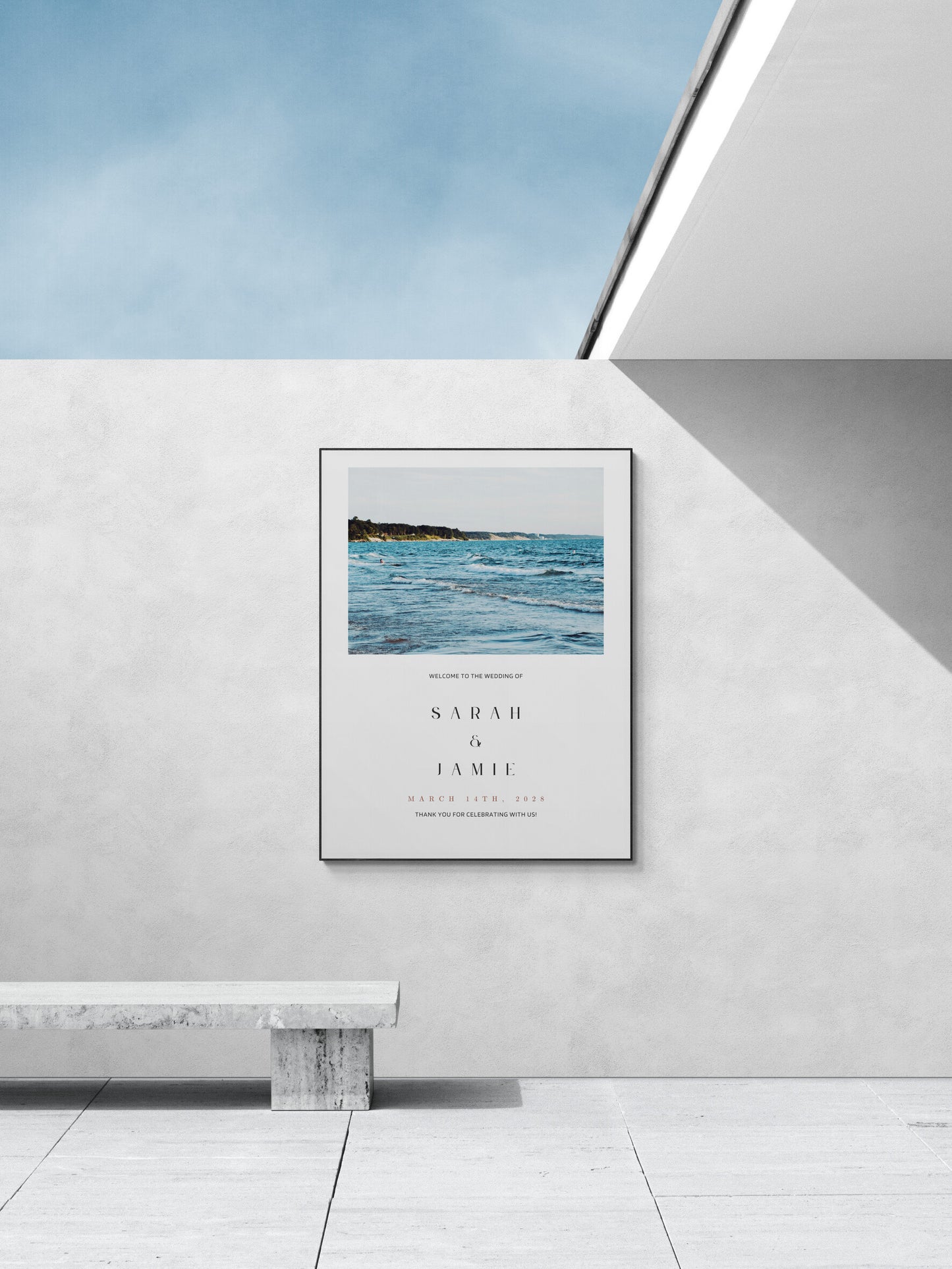 Lake Michigan Shores Wedding Sign Editable Digital Download