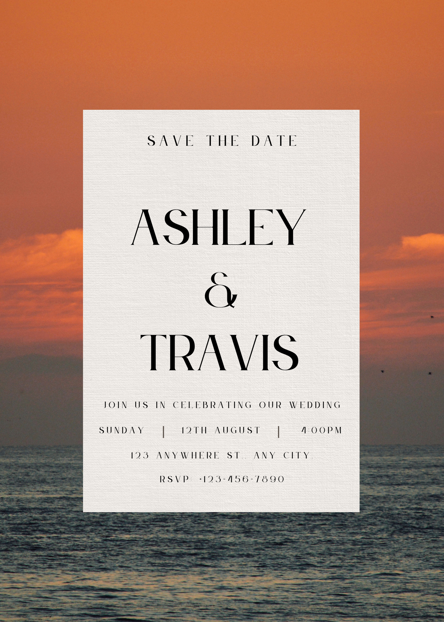 San Diego Sun Wedding Invitation Editable Digital Download