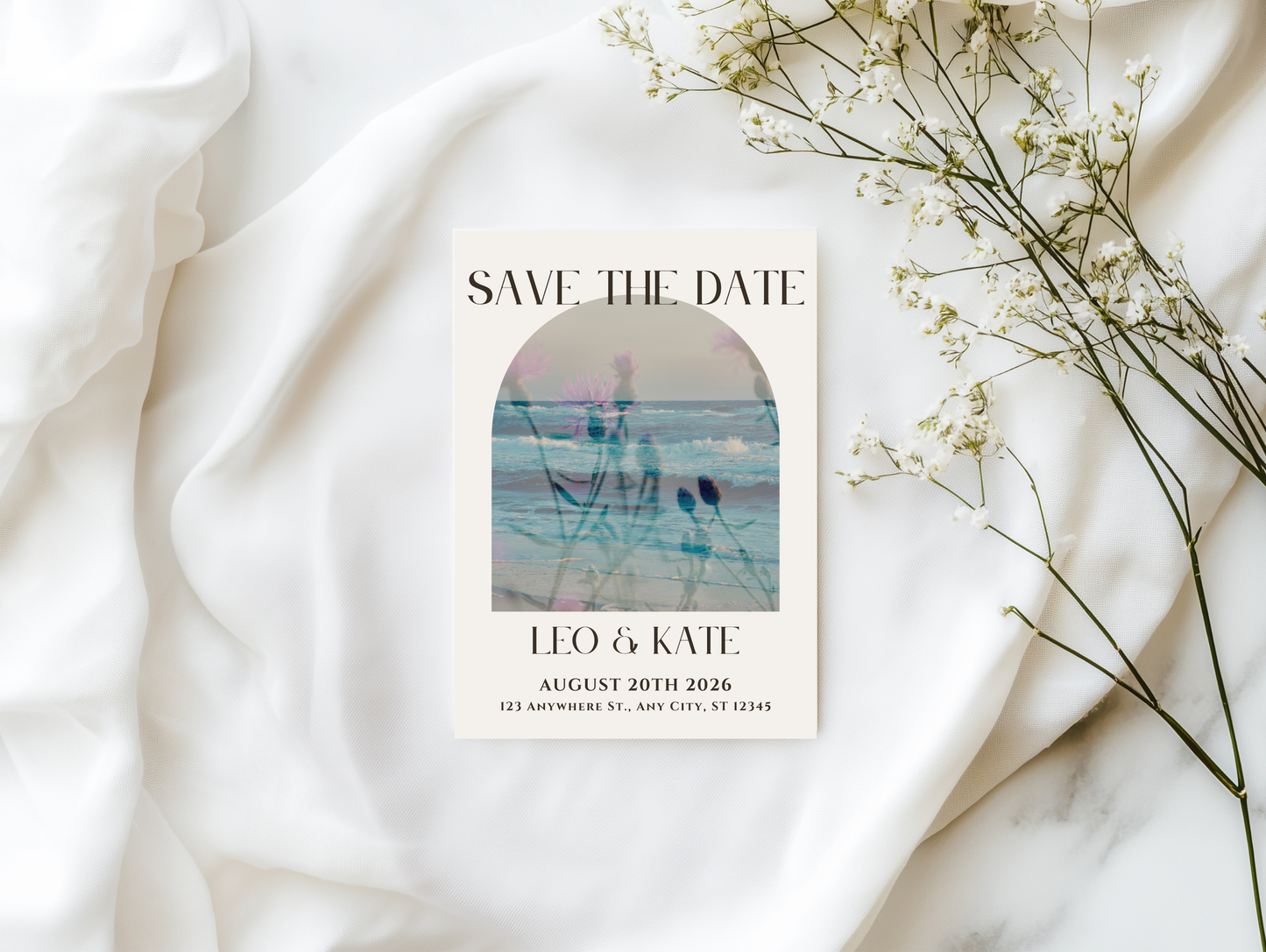 Sunset Wildflowers Wedding Invitation Editable Digital Download