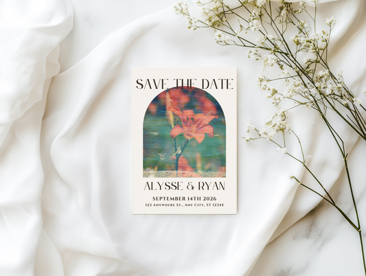 Tiger Lily Coast Wedding Invitation Editable Digital Download