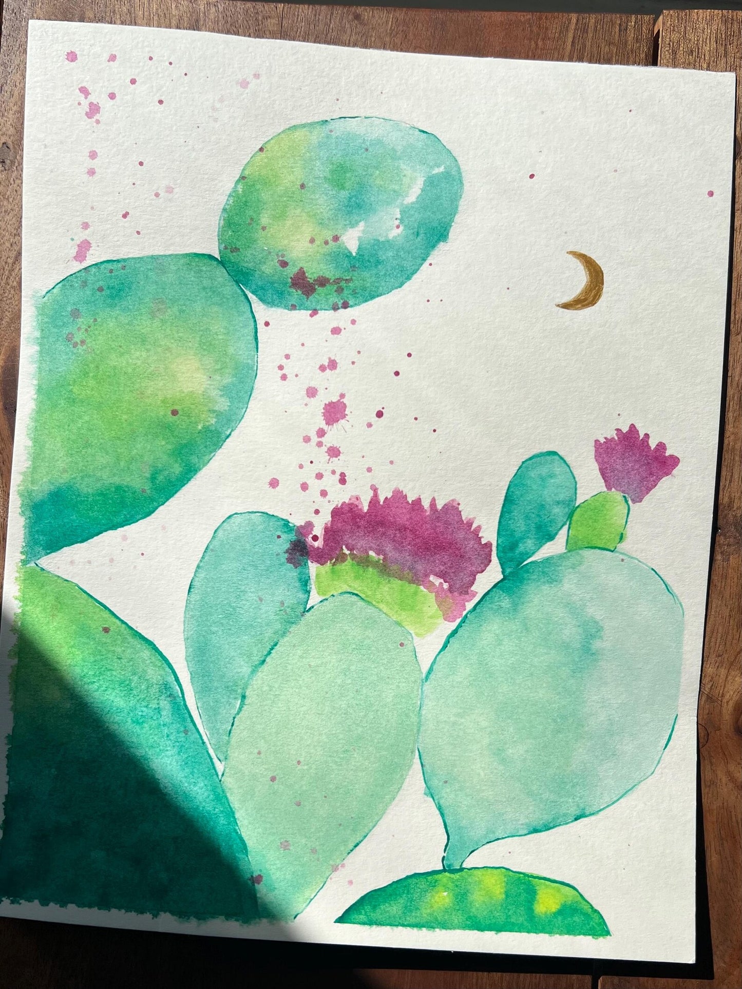 Cactus Luna 8x10 Original Watercolor