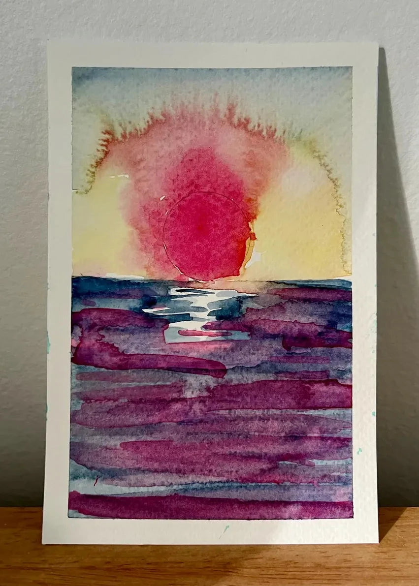 Fire Sun 4x6 Original Watercolor