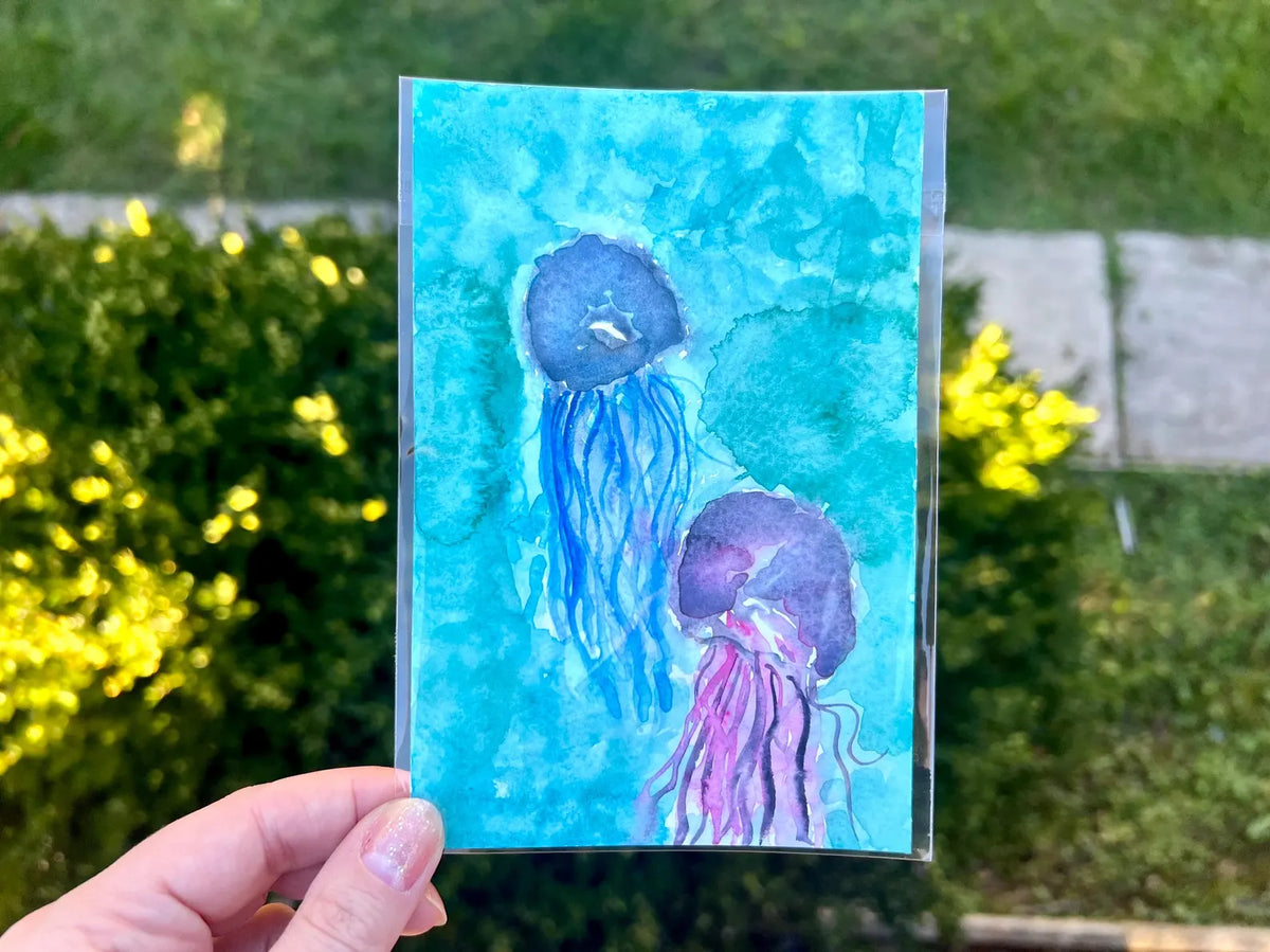 Jellyfish Dreams 4x6 Original Watercolor