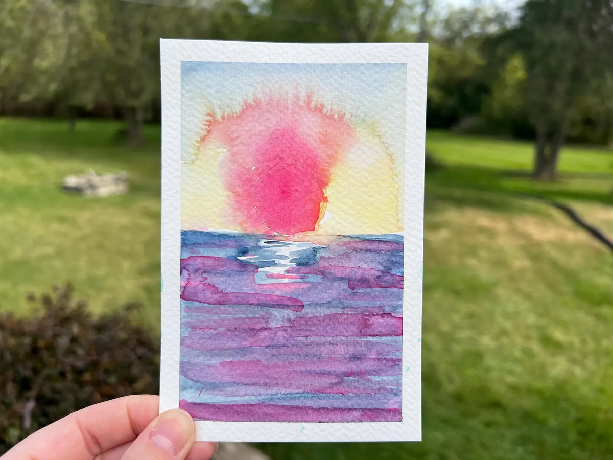Fire Sun 4x6 Original Watercolor
