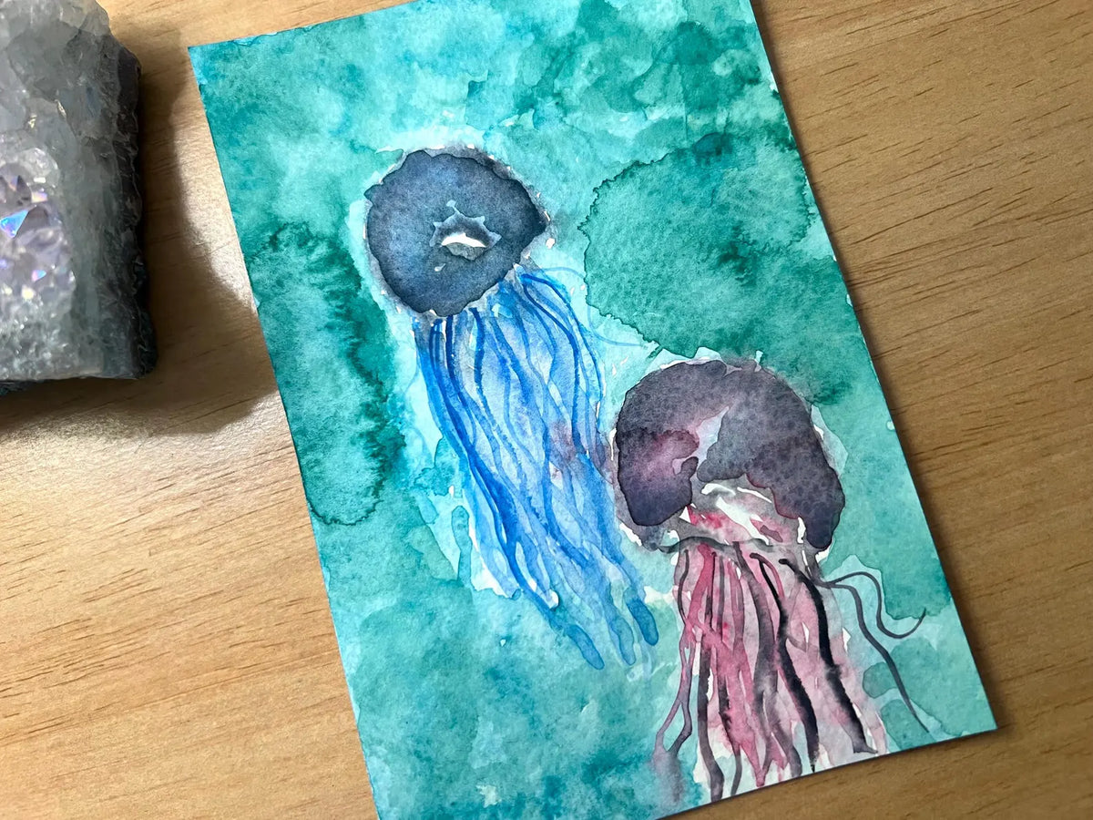 Jellyfish Dreams 4x6 Original Watercolor