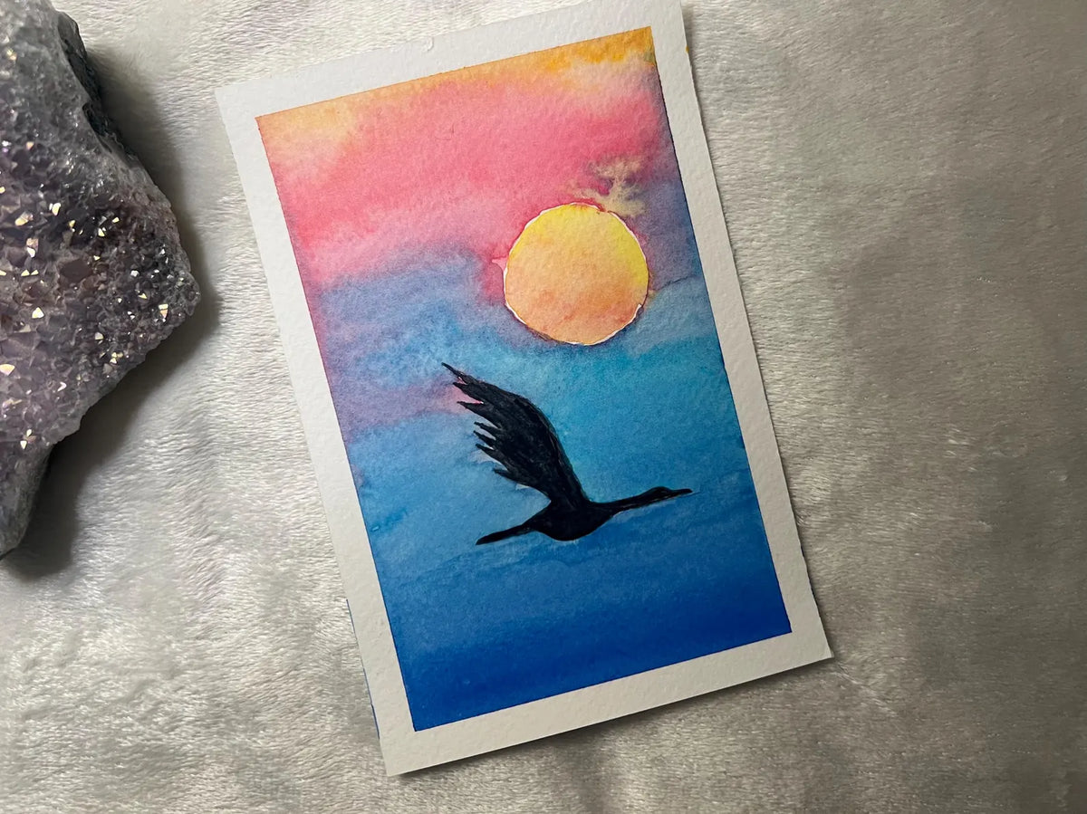 Sunset Wings No. 1 4x6 Original Watercolor