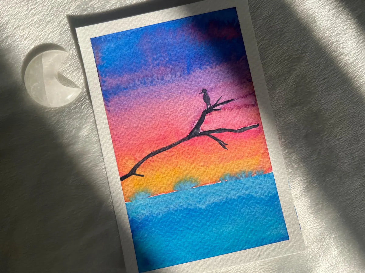 Sunset Wings No. 2 4x6 Original Watercolor