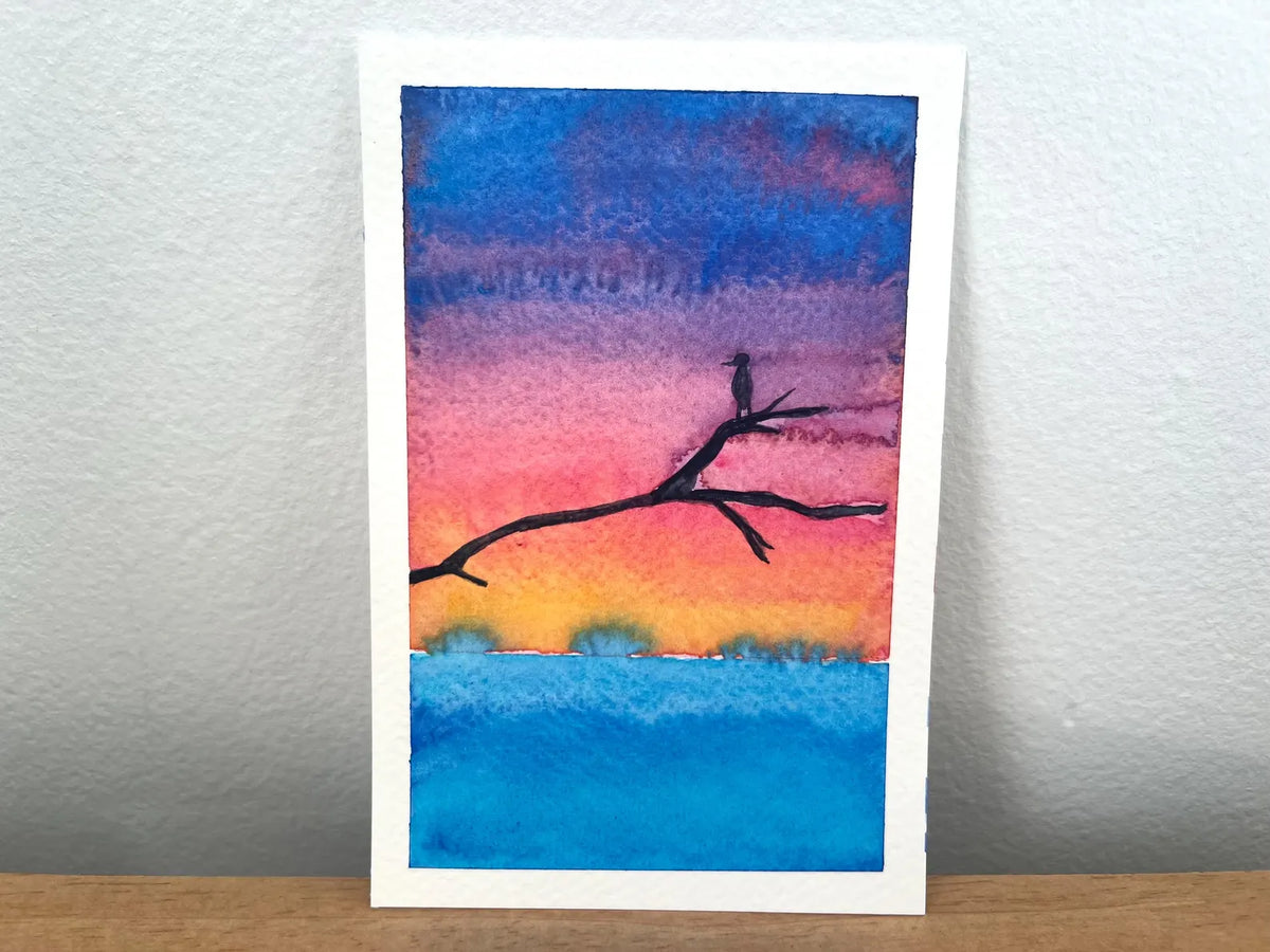 Sunset Wings No. 2 4x6 Original Watercolor