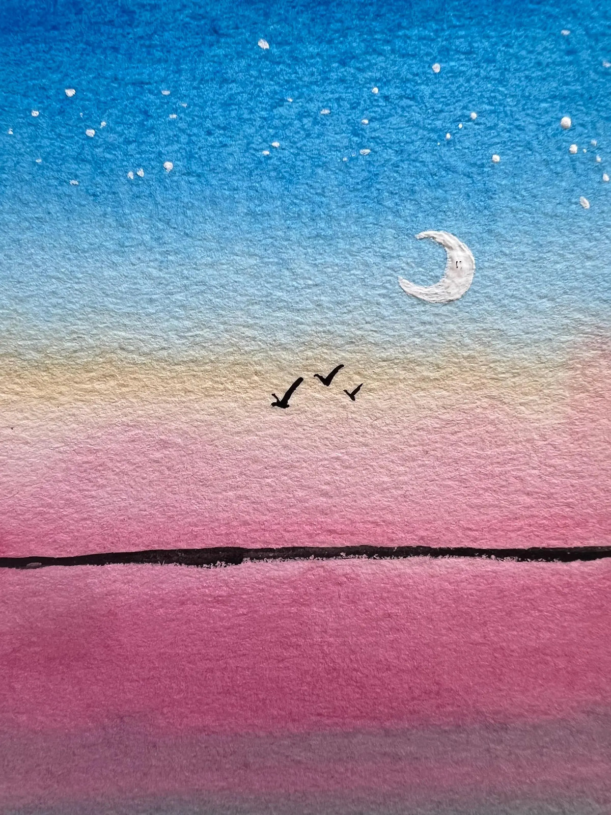 Fly Under Luna No. 2 4x6 Original Watercolor