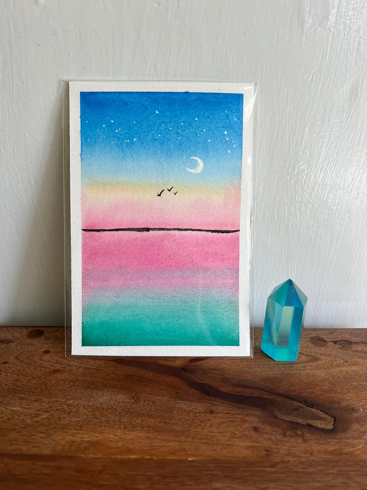 Fly Under Luna No. 2 4x6 Original Watercolor