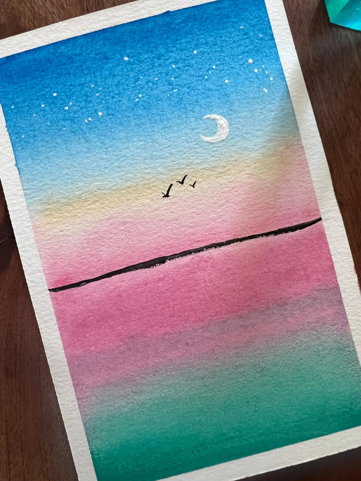 Fly Under Luna No. 2 4x6 Original Watercolor