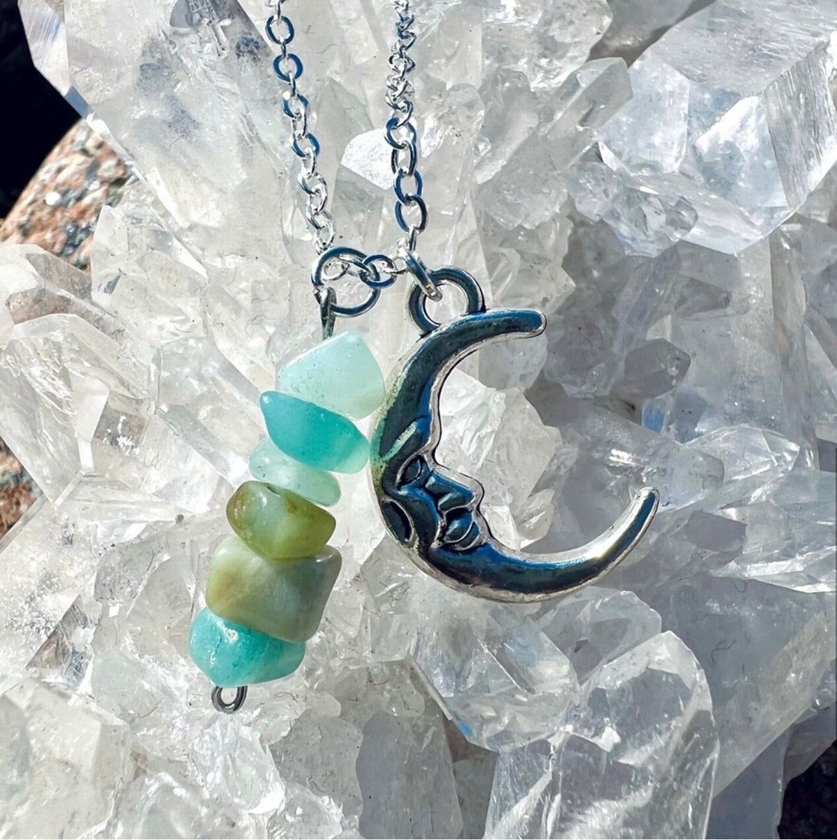 Amazonite Luna Crystal Necklace