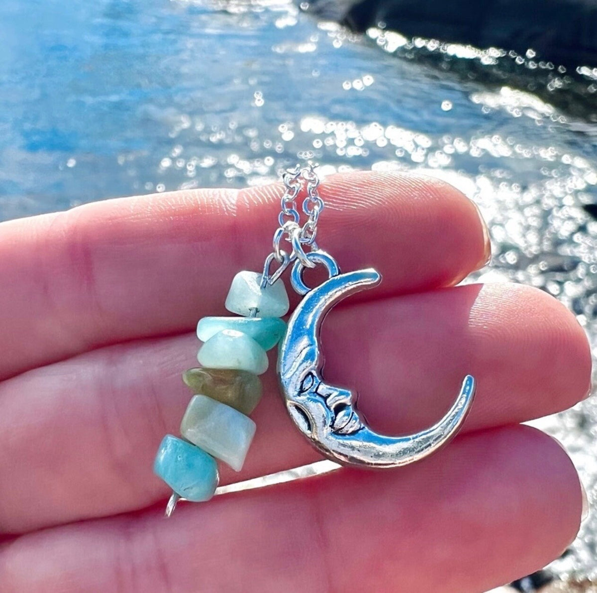 Amazonite Luna Crystal Necklace