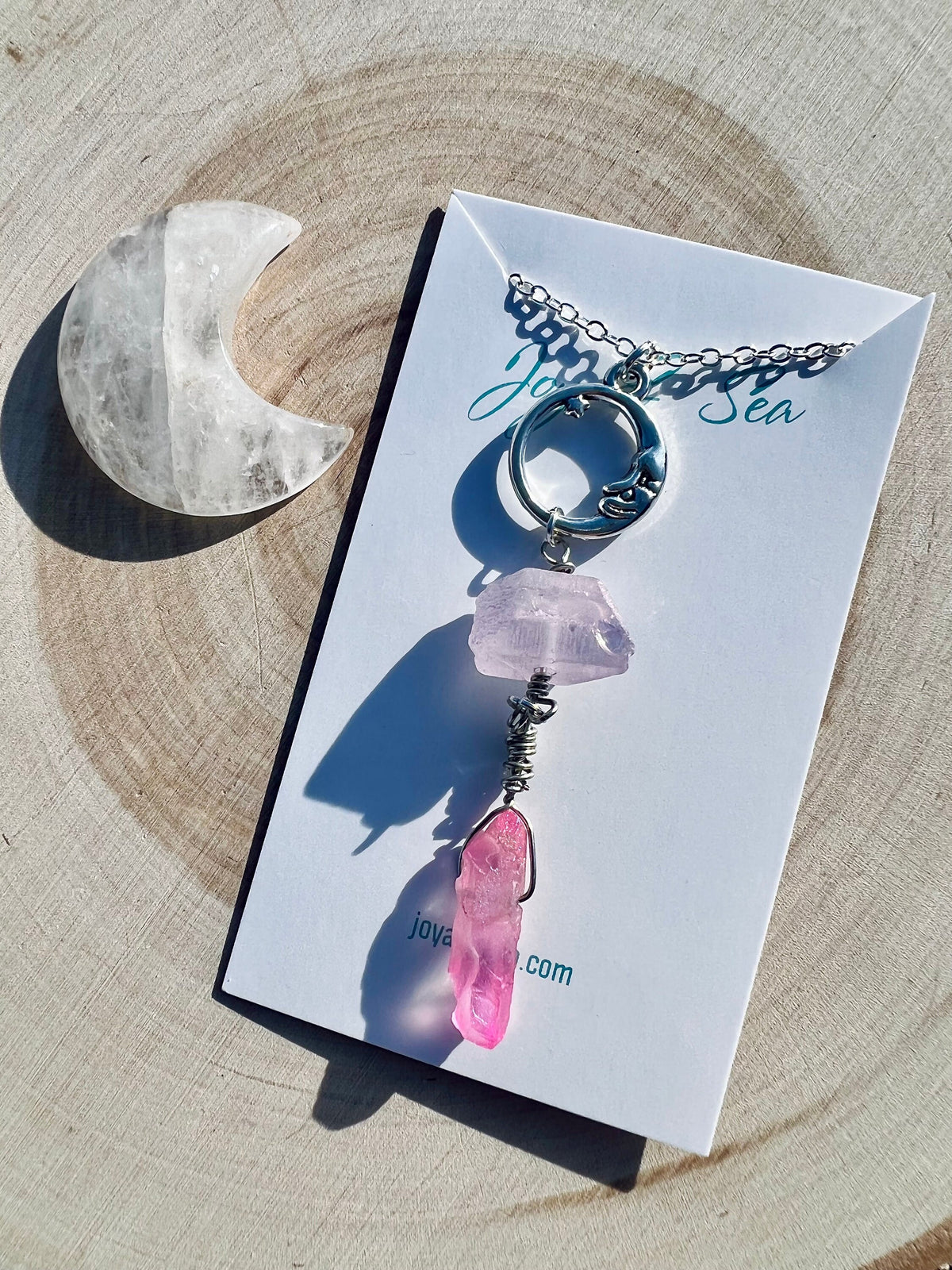 Pink Aura Quartz Crystal Neckace
