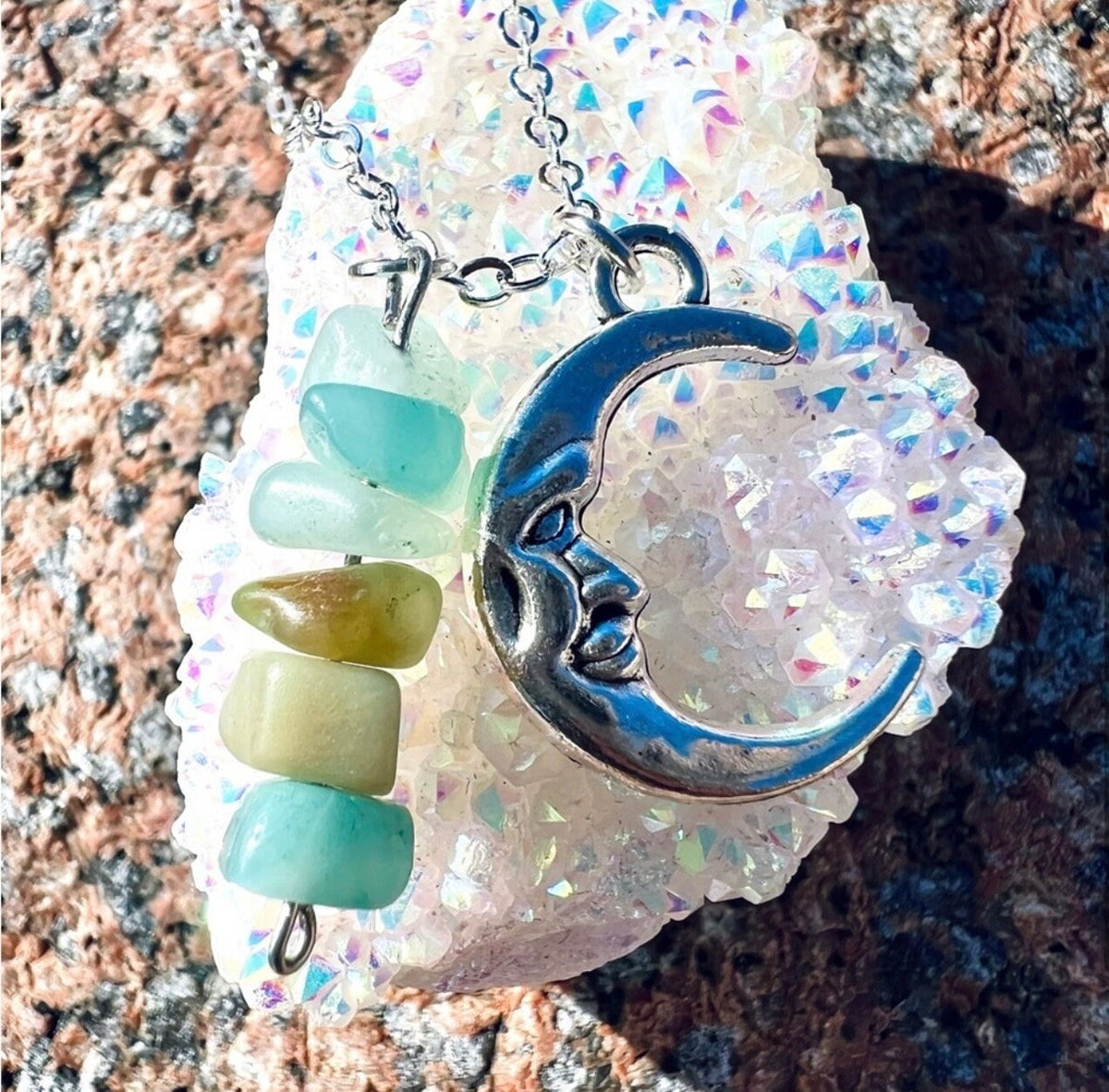 Amazonite Luna Crystal Necklace