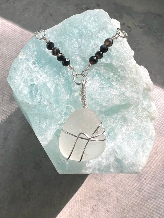 Caribbean Seaglass & Agate Crystal Choker