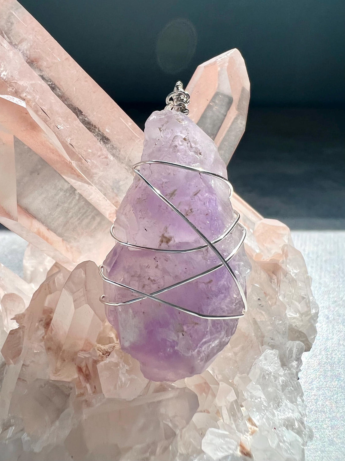 Raw Amethyst Crystal Necklace: